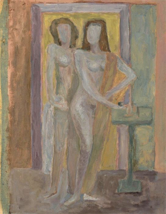 Mid 20th Century Oil - Two Female Nudes