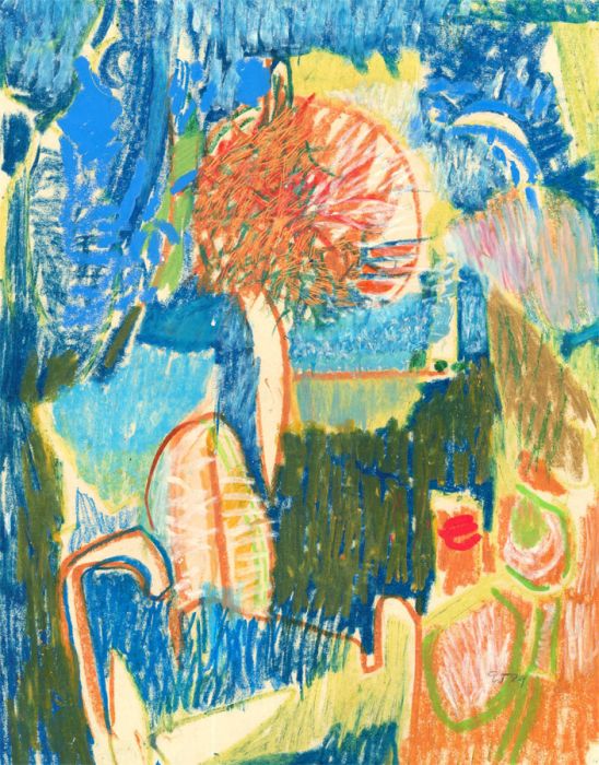 Ewart Johns (1923-2013) - 1989 Pastel, Old Olive Grove, Greek Island