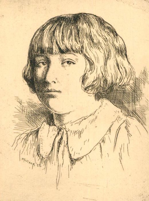 Herbert Cutner (1881-1969) - Mid 20th Century Etching, Portrait of a Girl