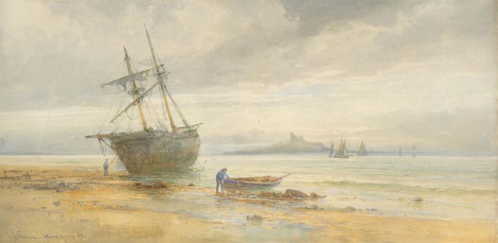 Emil Axel Krause (1871-1945) - Late 19th Century Watercolour, Boats Ashore