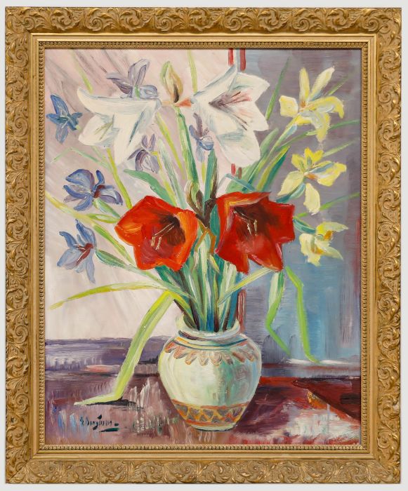 G. Bengtsson - Framed 20th Century Oil, Still Life with Amaryllis
