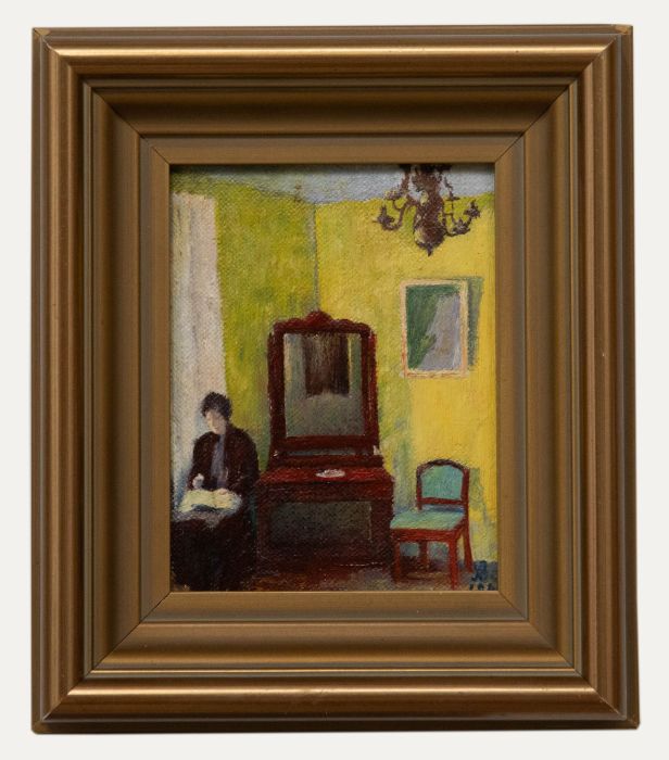 1963 Oil - Reading in the Yellow Room