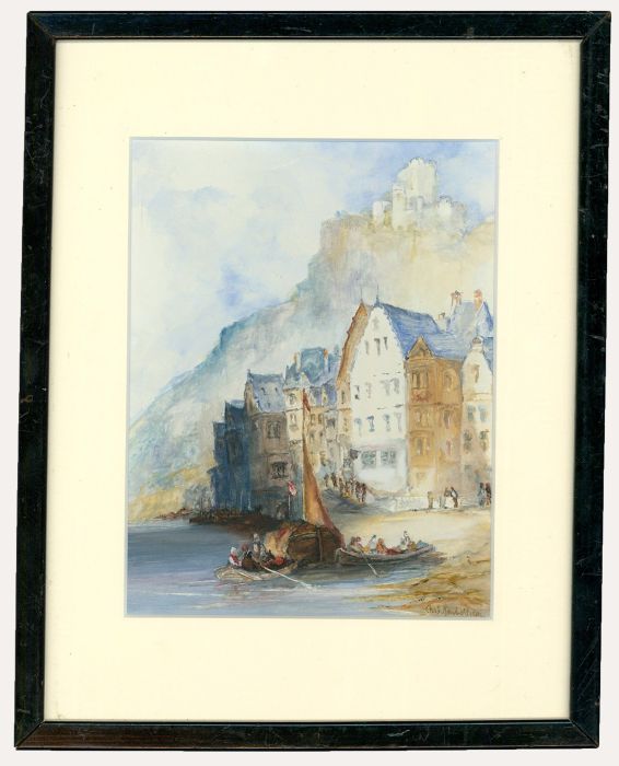 Charles Edmund Rowbotham (1856-1921) - Framed Watercolour, Castle on the Cliff