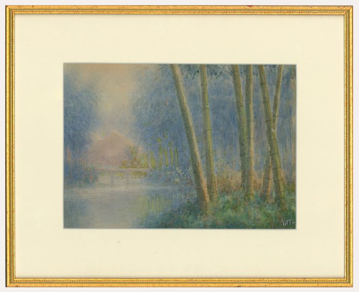 Yuhan Ito (1867-1942) - Japanese Watercolour, Bamboo Trees by the River