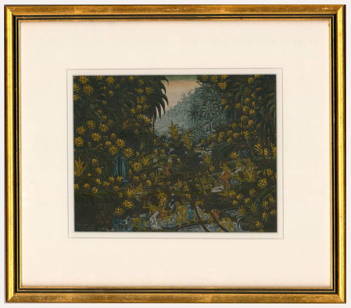 Balinese School 20th Century Watercolour - Jungle Landscape with Figures
