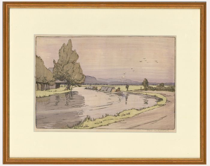 Ethel Kirkpatrick (1869-1966) - Framed Early 20th Century Woodcut, Canal Scene