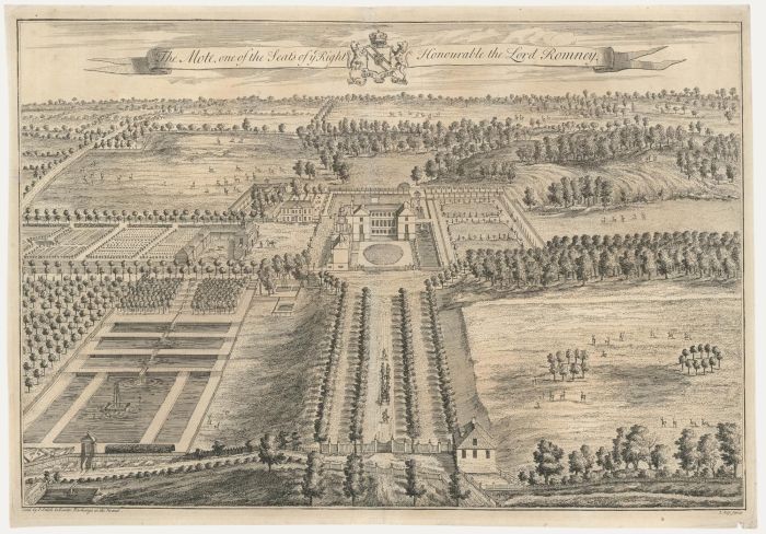 Johannes Kip (1653-1722) - 1719 Engraving, The Mote, Seat of Lord Romney