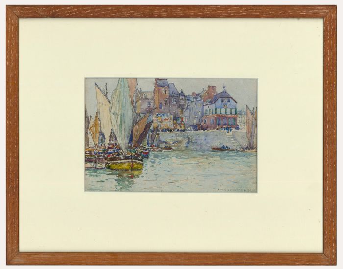 Robert McGown Coventry ARSA, RSW (1855-1914) - Watercolour, Scottish Harbour