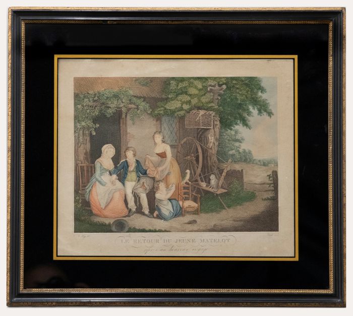 After William Redmore Bigg - Engraving, Un Jeune Matelot Racontant son Naufrage