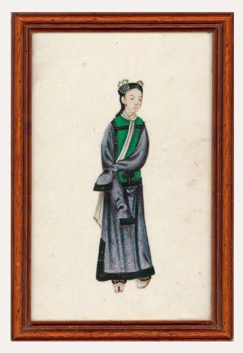 Framed 19th Century Chinese Watercolour - Study of a Lady