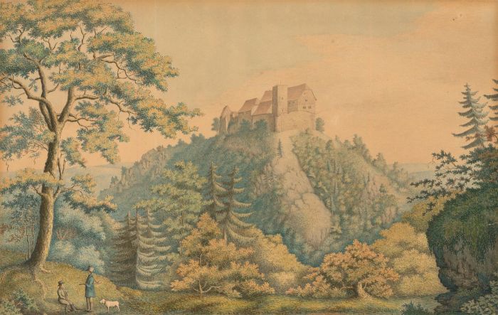 German School 1800 Watercolour - Wartburg Castle