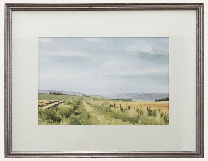 George Sear - Framed Contemporary Watercolour, The Wylye Valley