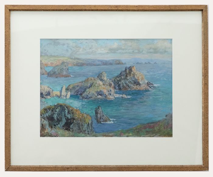 After Claude Marks (fl.1899-1915) - 20th Century Gouache, Trevone Bay, Cornwall