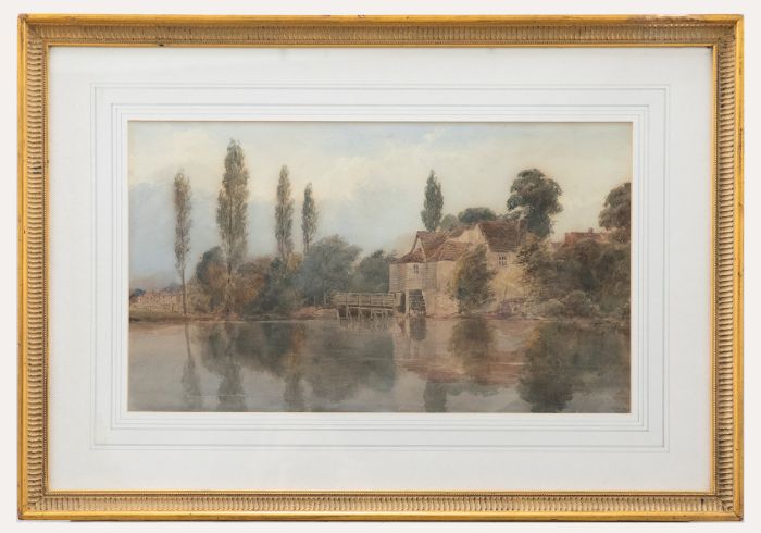 Edward Tucker (1825-1909) - Watercolour, Watermill Across the Pond