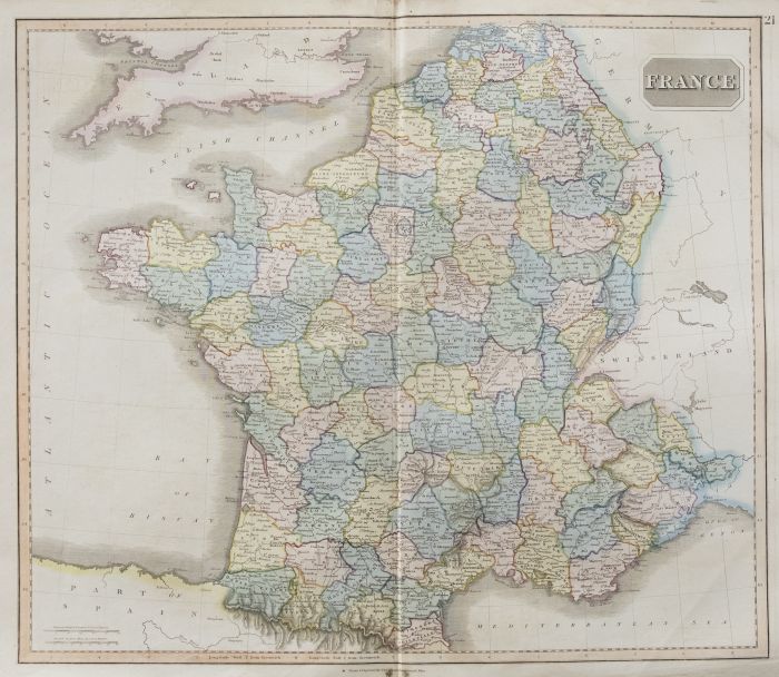John Thomson (1777-1840) - 1830 Map Engraving, France in Departments