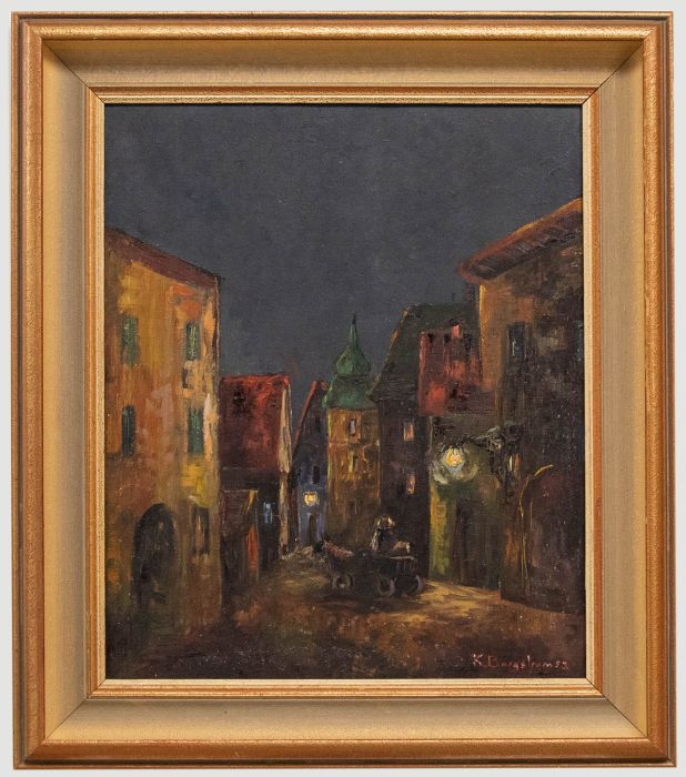 Karin Borgstrom (1903-1987) - 1953 Oil, Night Time in the City