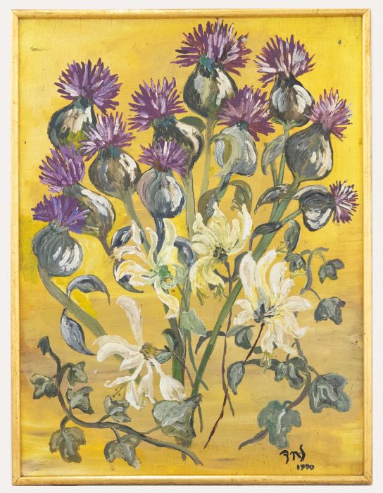 1990 Oil - Thistles & Honeysuckle