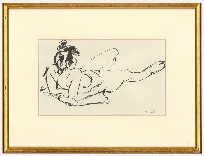 Frank Peter Sidoli - Framed 20th Century Ink Drawing, Figure Study I
