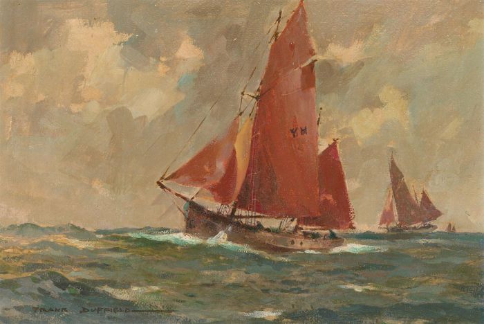 Frank Duffield (1901-1982)  - Mid 20th Century Oil, Red Sails