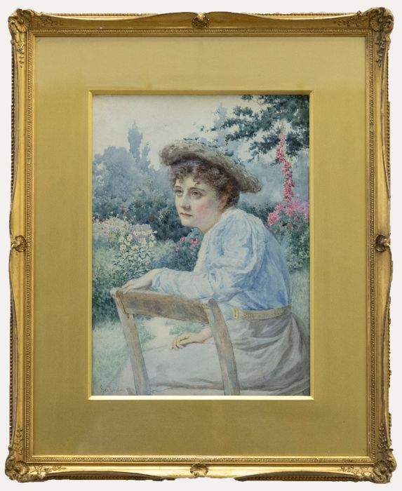George Brown - Framed Late 19th Century Watercolour, Flower Garden Portrait
