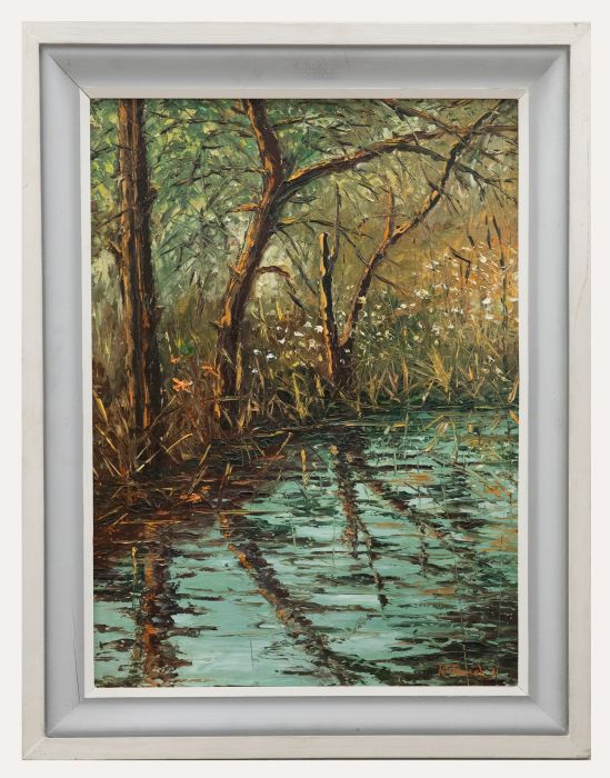 R. C. Parish - Framed 20th Century Oil, Forest Pool