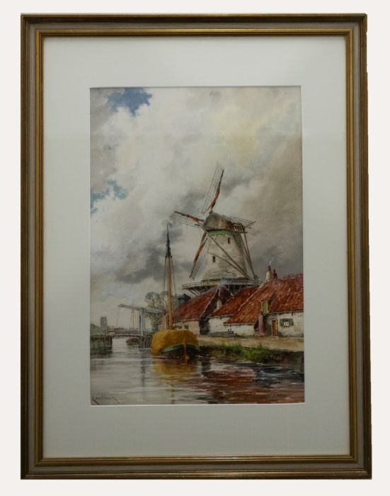 Louis Van Staaten (1836-1909) - Watercolour, View of the Windmill