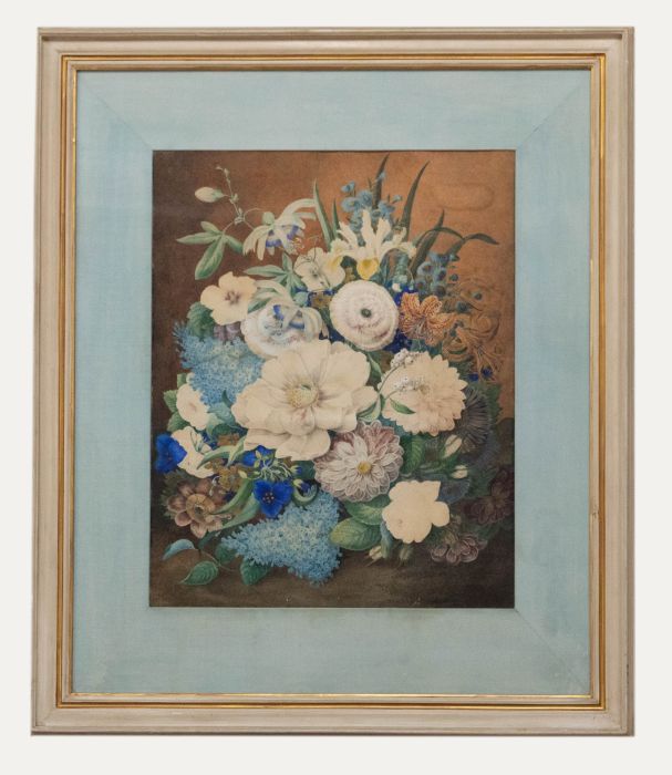 Framed Late 19th Century Watercolour - Still Life of Flowers
