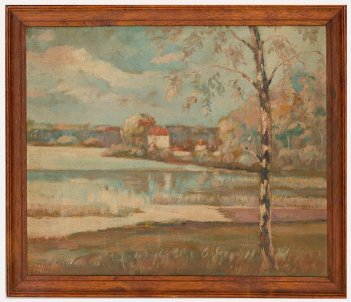 German Impressionist Mid 20th Century Oil - Silver Birch in Sunlight