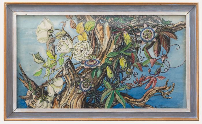 E. L. Turner A.R.C.A - Framed 20th Century Watercolour, Roses & Passion Flowers