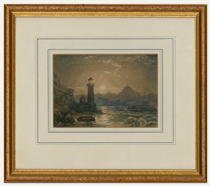Late 19th Century Watercolour - Lighthouse on the Cliffs