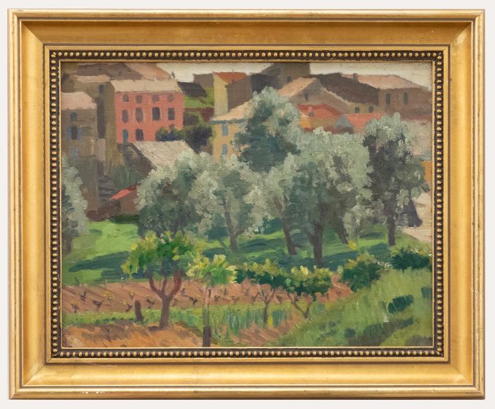 Framed 20th Century Oil - Young Olive Grove