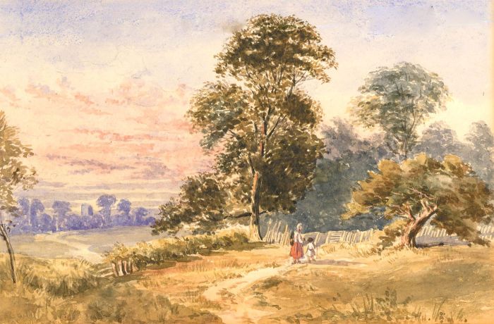 Mid 19th Century Watercolour - Village Path