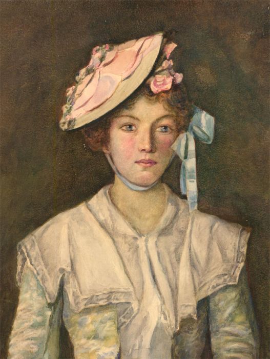 Late 19th Century Watercolour - Pretty Young Woman