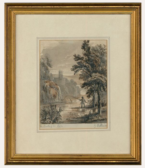 G. Wilkins Early 19th Century Graphite and Ink Drawing, The Banks of the River