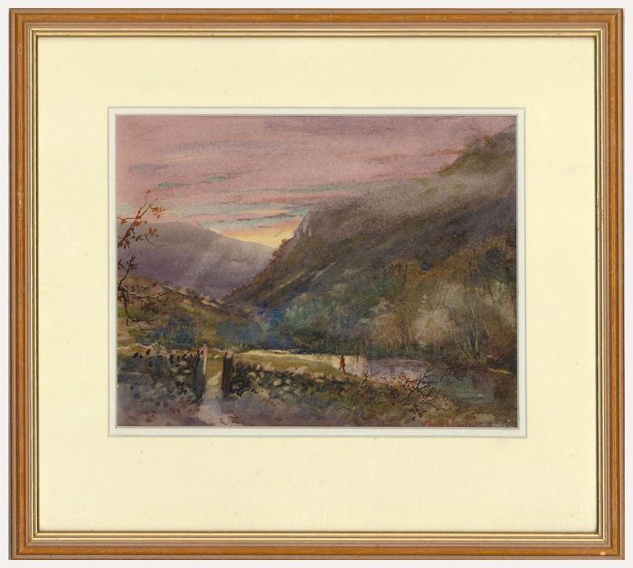 Michael Crawley - 20th Century Watercolour, First Light at Dovedale
