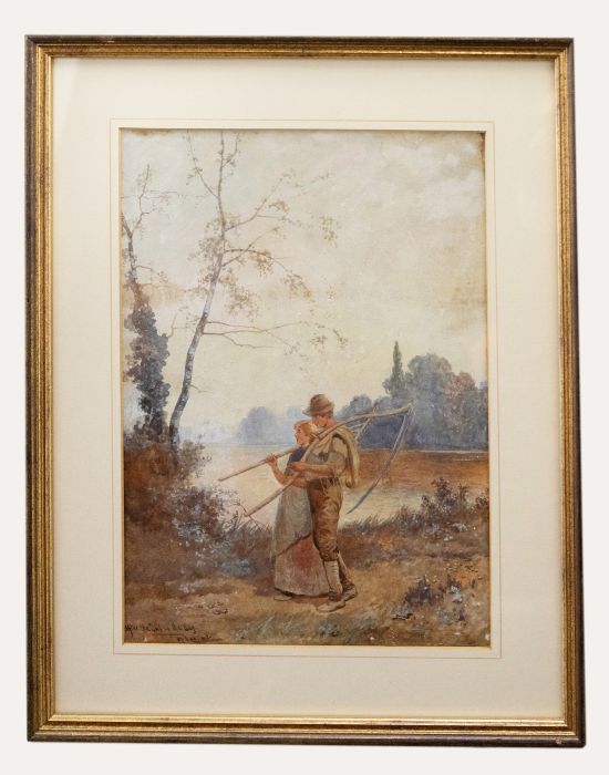 Rose Douglas (fl.1893-1898) - Framed Watercolour, After the Toil of the Day