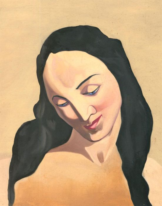 Style of Tamara de Lempicka (1898-1980) - Mid 20th Century Oil, Gazing Woman