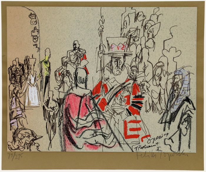 Feliks Topolski (1907-1989) - 20th Century Lithograph, Opening of Parliament I