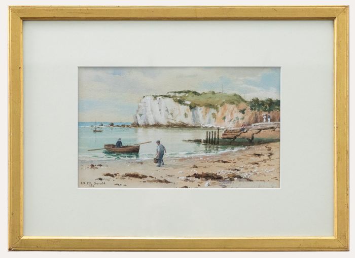 Frederick R. Fitzgerald (1869-1944)- Watercolour, Fishermen on the Isle of Wight