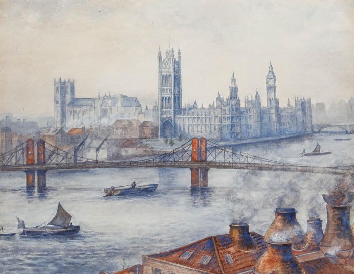 Early 20th Century Watercolour - The Palace of Westminster