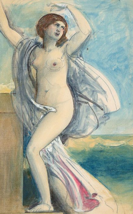 William Edward Frost (1810-1877) - Mid 19th Century Watercolour, Classical Nude