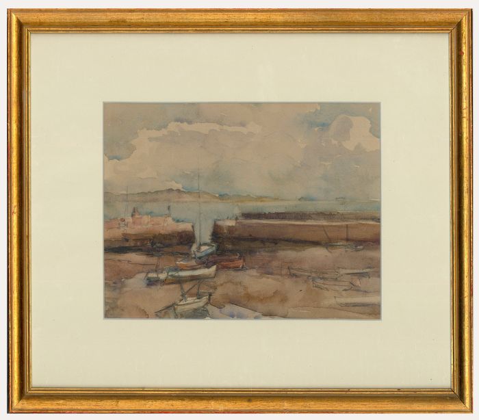 Framed Mid 20th Century Watercolour - Estuary at Low Tide