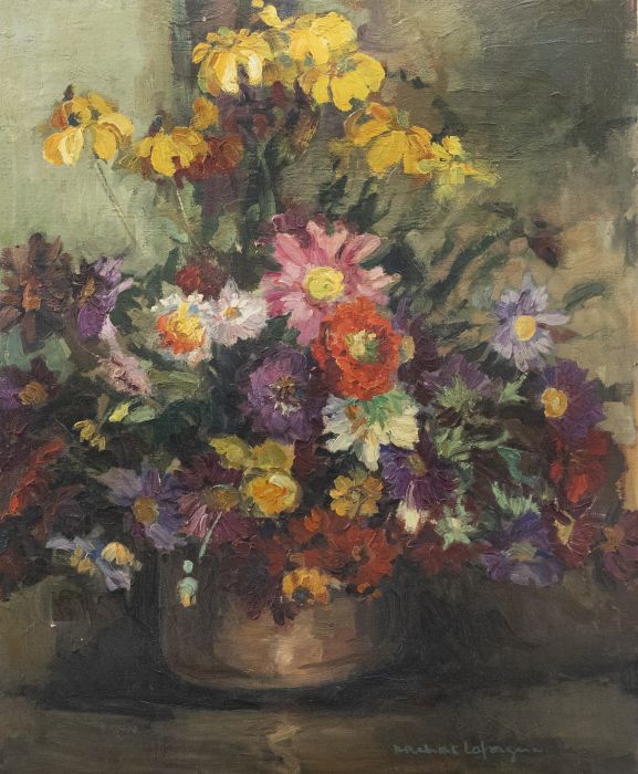 Nachat Laforgue - Mid 20th Century Oil, Still Life of Flowers