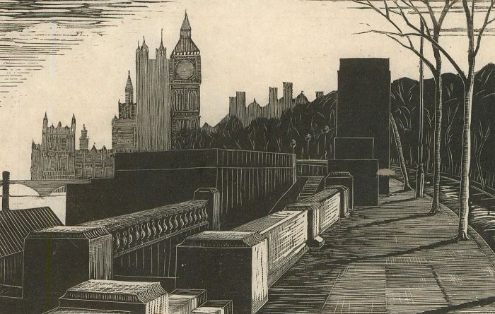 Rev Maurice Frederic Foxell (1888-1981) - Linoprint, The City of London