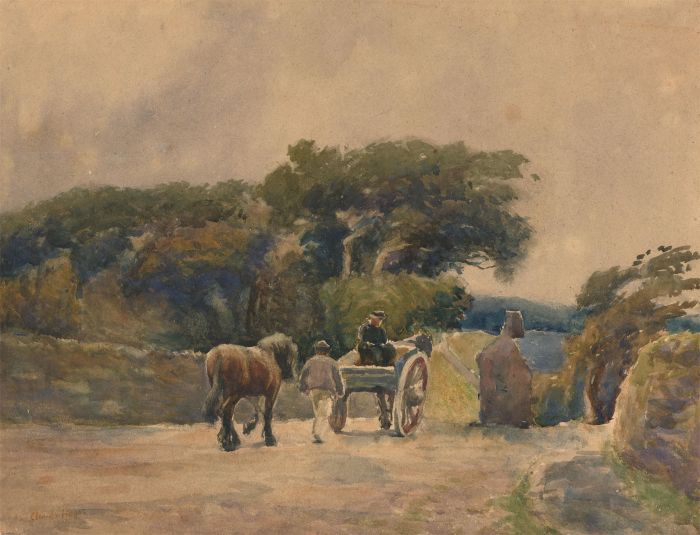 Claude Hayes RI ROI (1852-1922) - Watercolour, After a Day on the Fields
