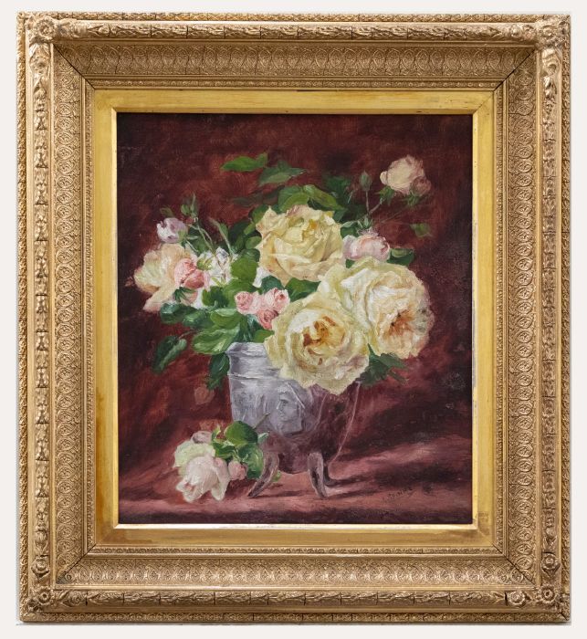 L. Spinke - Framed Early 20th Century Oil, Still Life of Roses
