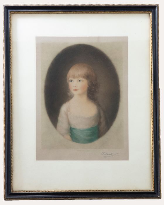 After Gainsborough - 1935 Mezzotint, Princess Sophia Aged Five