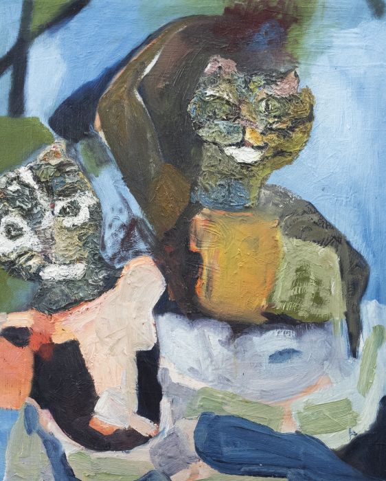 Kerstin McGregor (1962-2012) - Contemporary Oil, Cat Fight