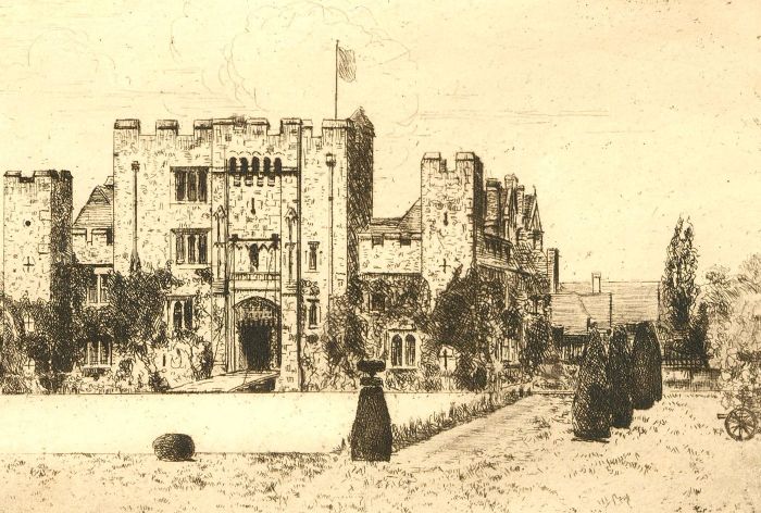 Herbert Cutner (1881-1969) - Mid 20th Century Etching, Hever Castle