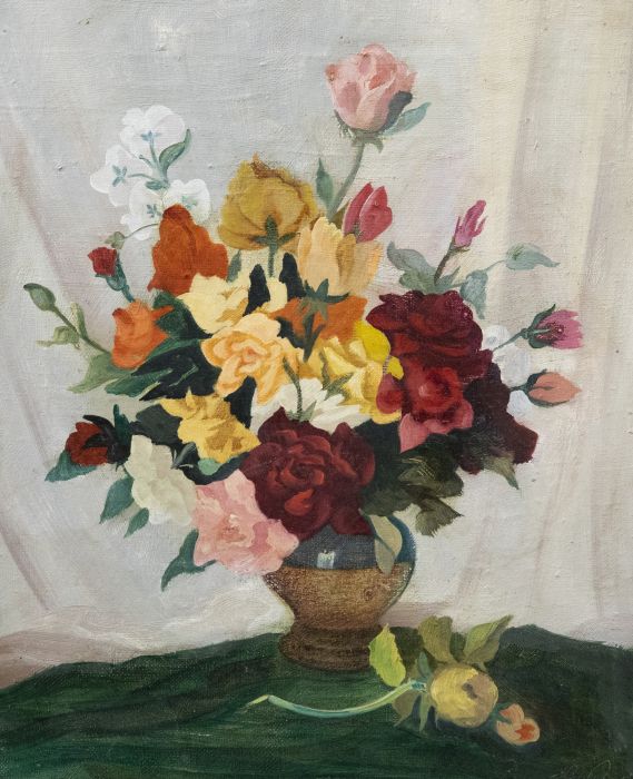 20th Century Oil - Still Life of Roses